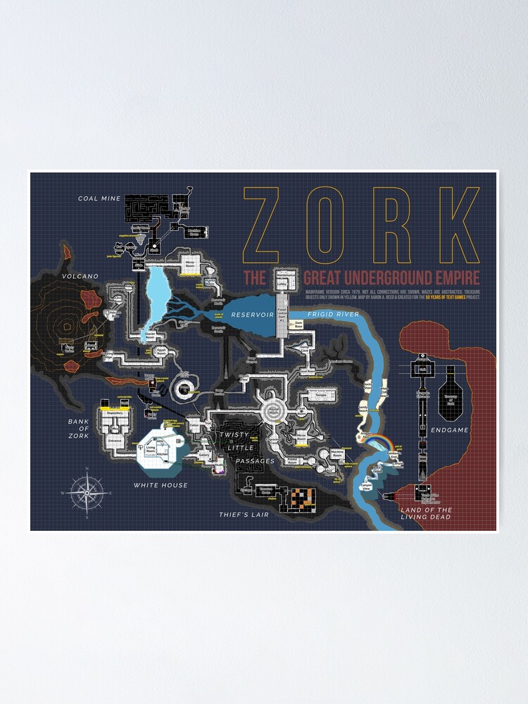 Thumbnail 1 of 3, Poster, Complete Zork Map designed and sold by aaronareed.