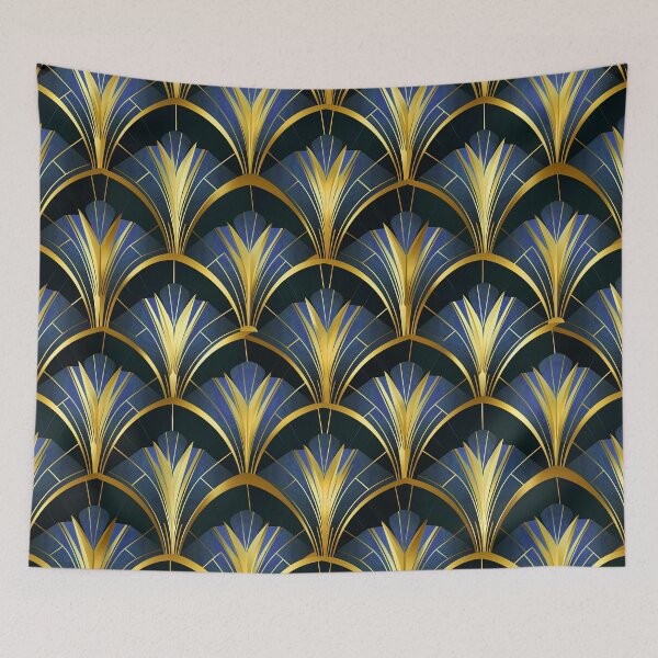 Item preview, Art Deco Royal Blue And Golden Hues Pattern designed and sold by DEC02.