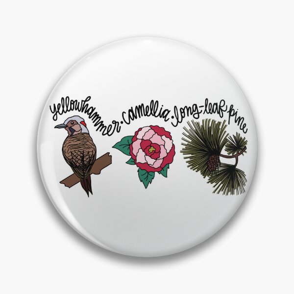 Item preview, Alabama - State Bird, State Flower, State Tree (yellowhammer, camellia, long leaf pine) designed and sold by HappyHappyJoJo.