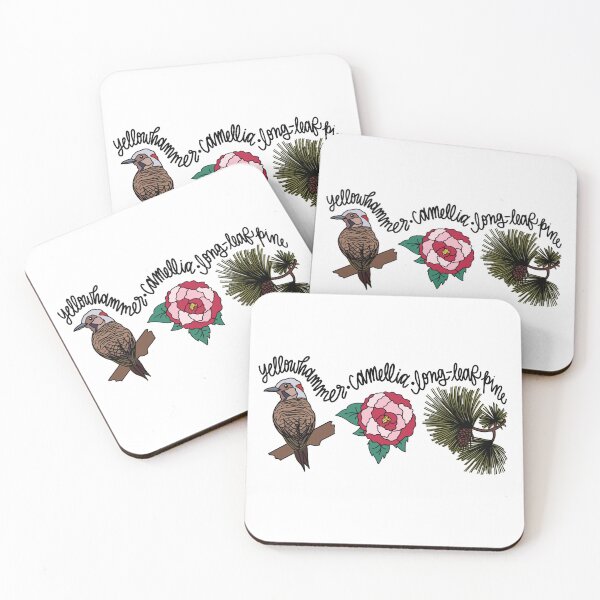 Item preview, Alabama - State Bird, State Flower, State Tree (yellowhammer, camellia, long leaf pine) designed and sold by HappyHappyJoJo.