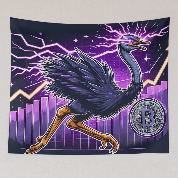 Item preview, $NOSS "Sprint of Elegance: Ostrich Unleashes Purple Lightning" designed and sold by zzz888.
