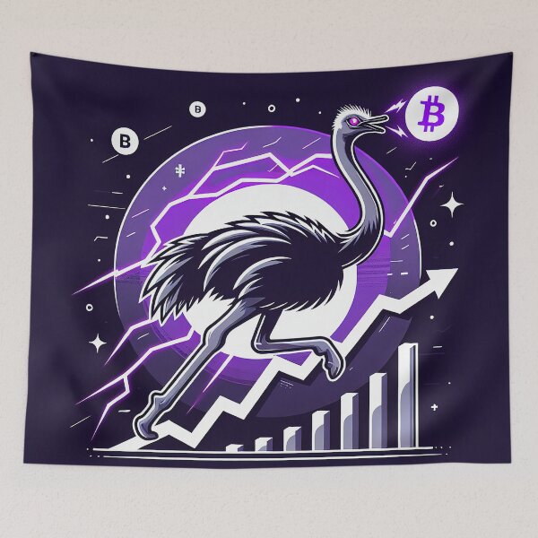 Item preview, $NOSS "Swift Luminescence: Ostrich Unleashing Purple Lightning" designed and sold by zzz888.