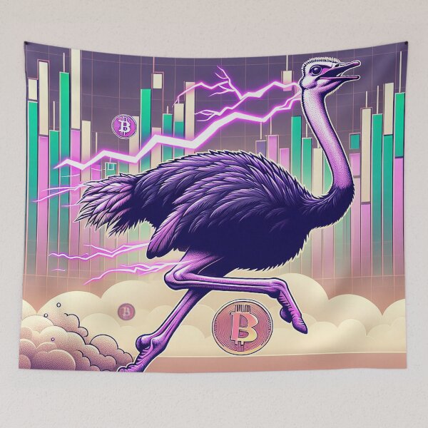 Item preview, $NOSS "Dynamic Luminescence: Ostrich Unleashing Purple Lightning" designed and sold by zzz888.