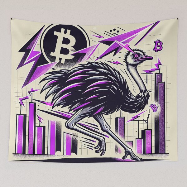 Item preview, $NOSS "Sprint of Elegance: Ostrich Unleashing Purple Lightning" designed and sold by zzz888.