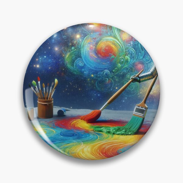 Item preview, A dreamlike image of the Tin Man creating a mural depicting a futuristic cityscape on the moon. The mural is filled with geometric shapes and neon  designed and sold by quantum X.