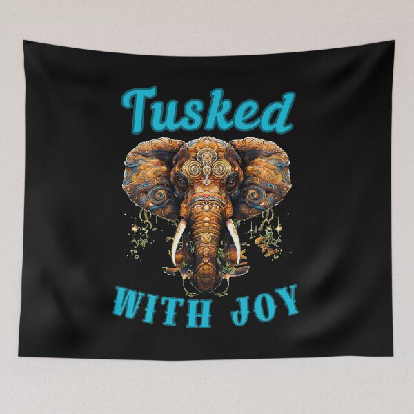 Item preview, Tusked With Joy. colorful elephant designed and sold by ElephantVibes.