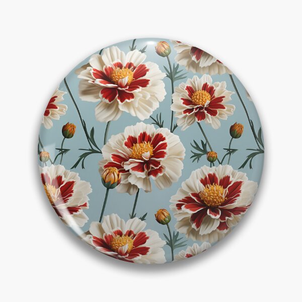 Item preview, Hyper Realistic Illustration of Blossoming Dark Red and White Flowers on Blue Seamless Pattern designed and sold by SourHeadPattern.
