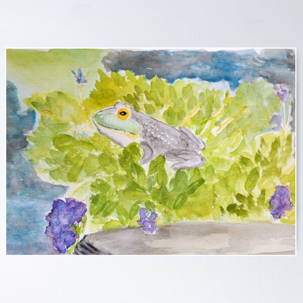 Happy Frog #2 in Watercolor by SassEsnacks Poster