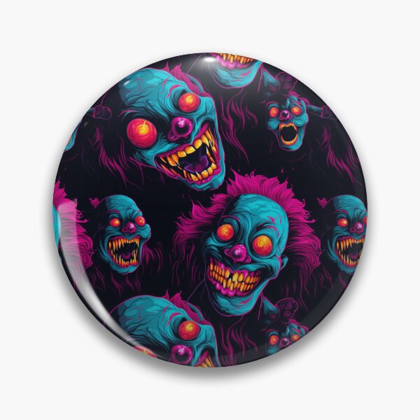 Item preview, Evil clowns synthwave cyberpunk pattern designed and sold by GlitchGrotesque.
