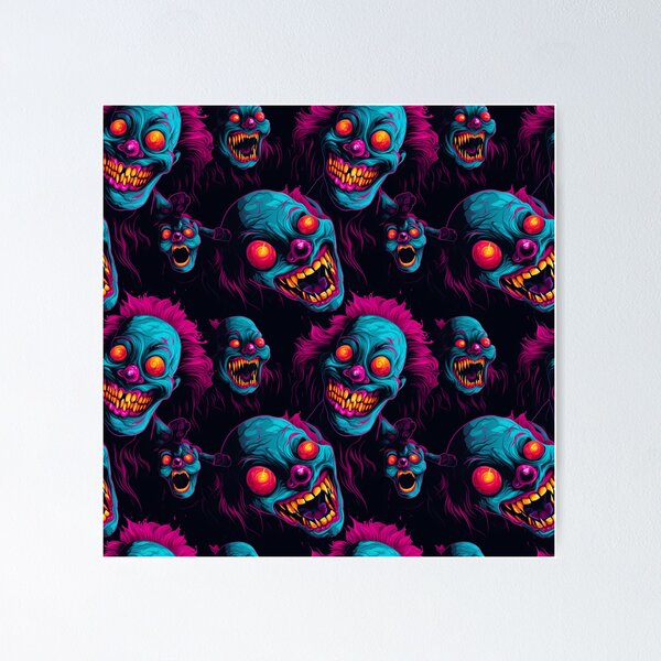 Artikelvorschau, Böse Clowns Synthwave-Cyberpunk-Muster entworfen und verkauft von GlitchGrotesque.