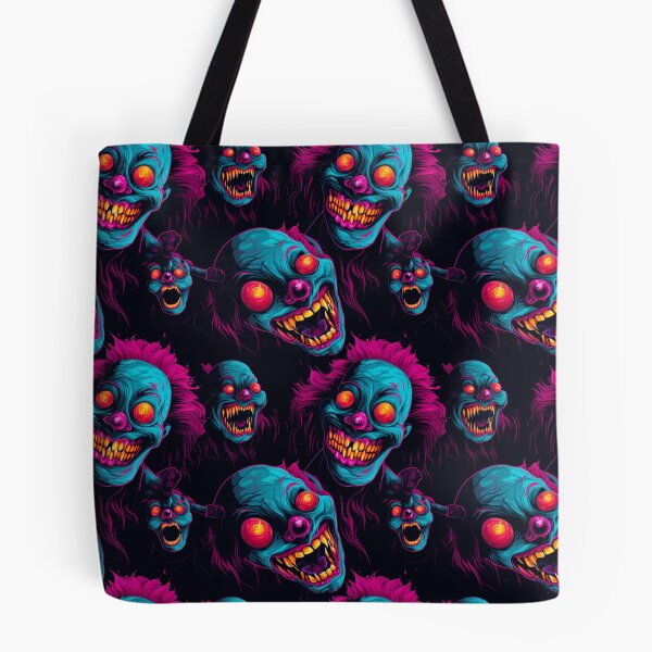 Item preview, Evil clowns synthwave cyberpunk pattern designed and sold by GlitchGrotesque.