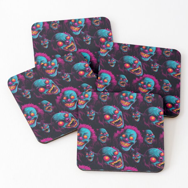 Item preview, Evil clowns synthwave cyberpunk pattern designed and sold by GlitchGrotesque.