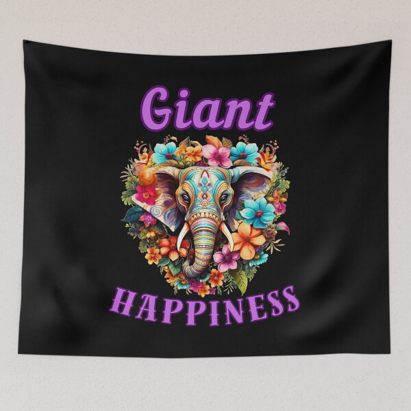 Item preview, Giant Happiness. elephant portrait designed and sold by ElephantVibes.