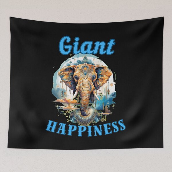 Item preview, Giant Happiness elephant quote designed and sold by ElephantVibes.