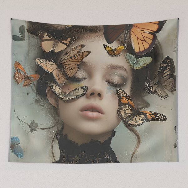 Item preview, Whispering Wings: Ethereal Butterfly Portrait designed and sold by pooshda.