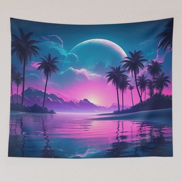 Item preview, Neon Tropic Dreams: Luminous Synthwave Retreat designed and sold by Mullet Monkey.