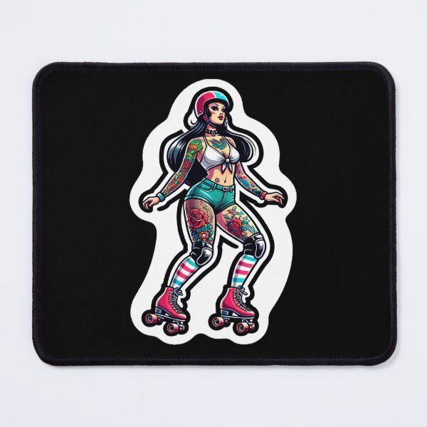 Item preview, Tattooed Woman Rollerskater designed and sold by PinUpPizzazz.