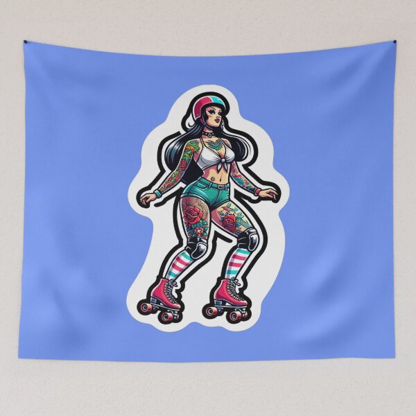 Item preview, Tattooed Woman Rollerskater designed and sold by PinUpPizzazz.