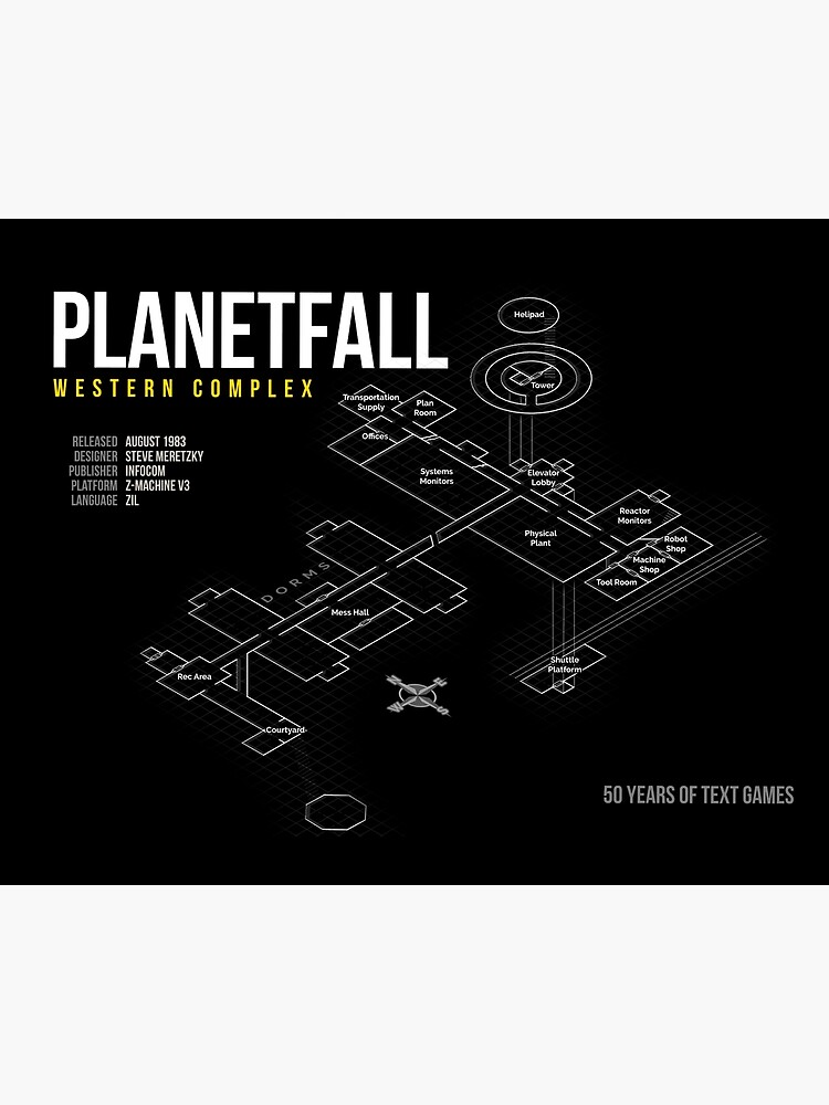 Thumbnail 3 of 3, Poster, Infocom Planetfall Map designed and sold by aaronareed.