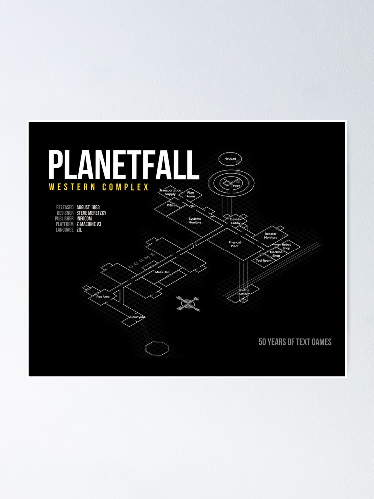 Thumbnail 1 of 3, Poster, Infocom Planetfall Map designed and sold by aaronareed.