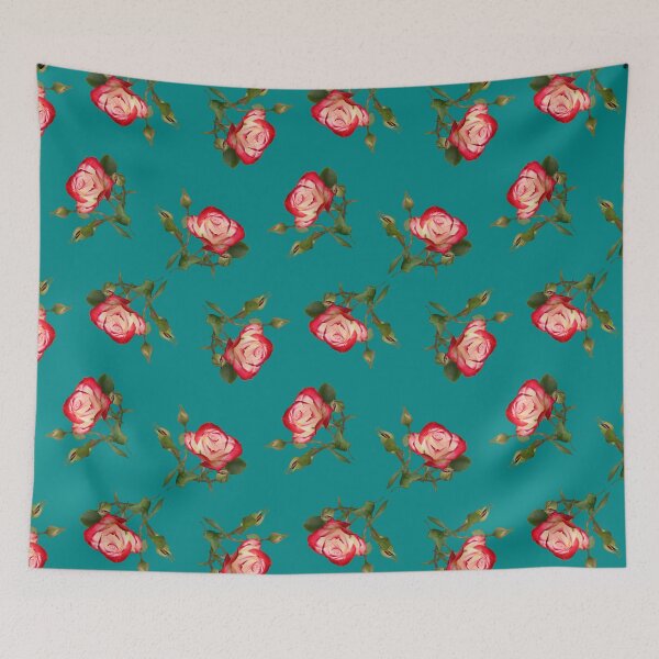 Item preview, Red and Creme Rose with Buds on Green designed and sold by STHogan2.