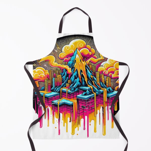 Item preview, Neon Colors Electric Discharge Melting Mountain City on Bricks  designed and sold by ShepuShuki.