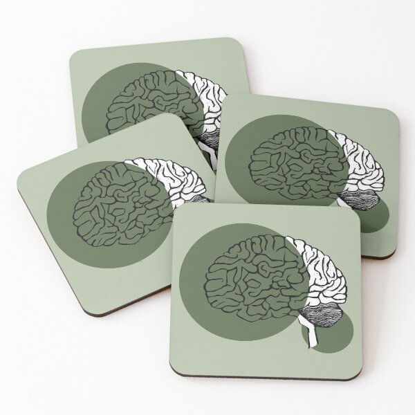 Item preview, Cerebro | Verde | Cerebro en linograbado designed and sold by Aspire Happy Art.