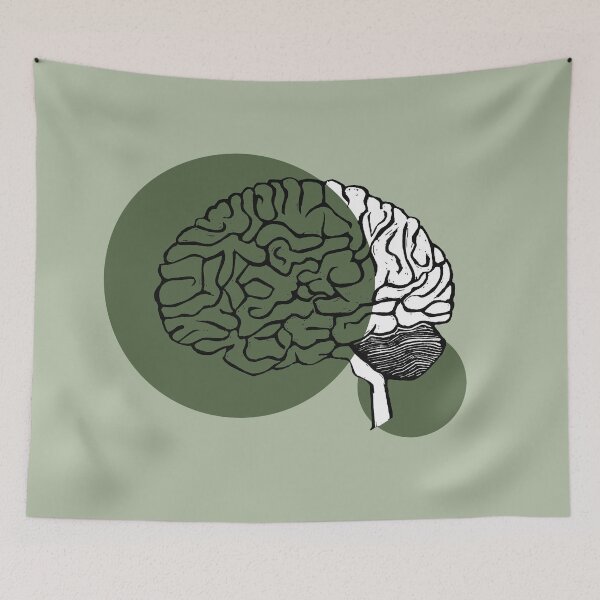 Item preview, Brain | Green | Linocut Brain designed and sold by Aspire Happy Art.