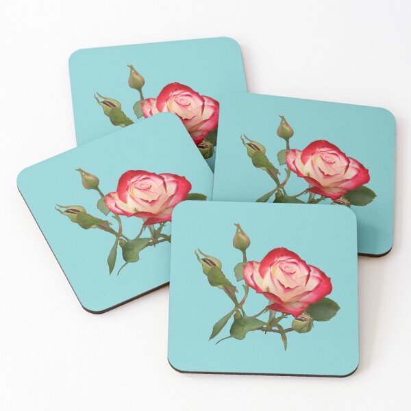 Item preview, Red and Creme Rose with Buds on Turquoise designed and sold by STHogan2.