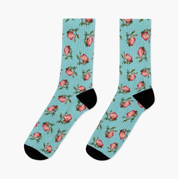 Item preview, Red and Creme Rose with Buds on Turquoise designed and sold by STHogan2.