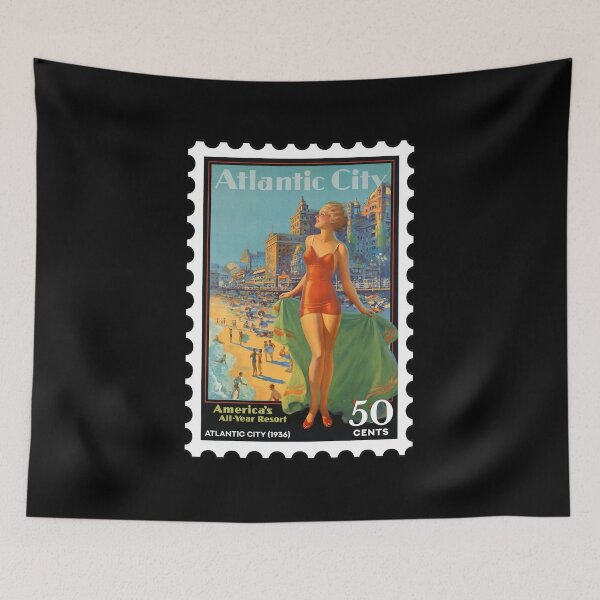Item preview, Atlantic City (1936), vintage travel stamp designed and sold by RabbitK.