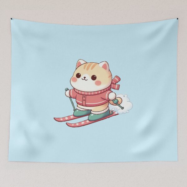Item preview, Skiing cat ski cute snow designed and sold by SOMI SOMI.