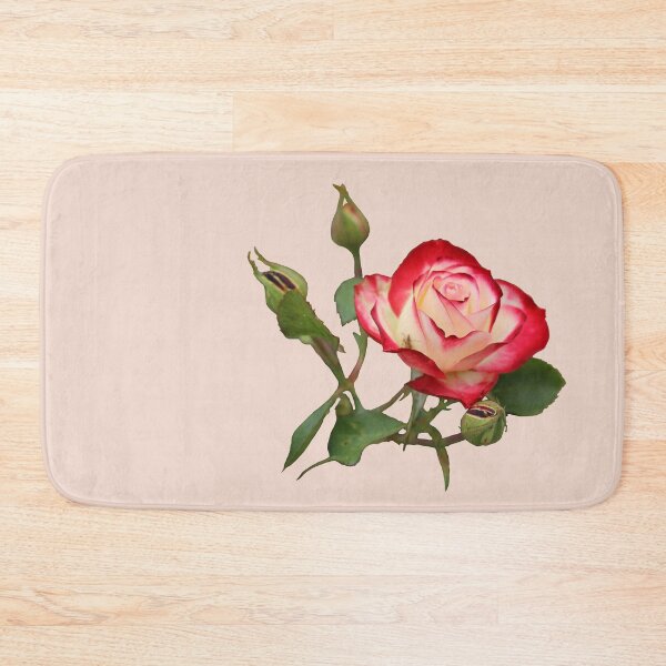 Item preview, Red and Creme Rose with Buds on Pale Earthy Pink designed and sold by STHogan2.