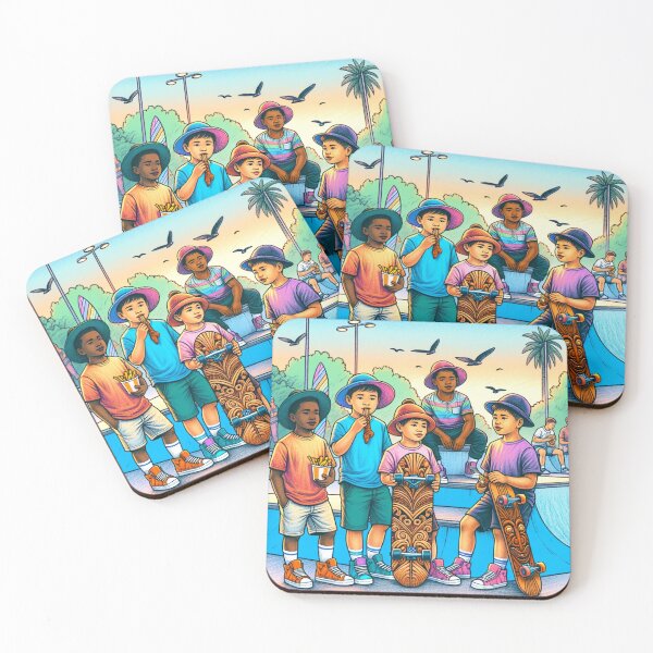 Item preview, Maori Children At Skateboard Park  designed and sold by Traci Coxhead.
