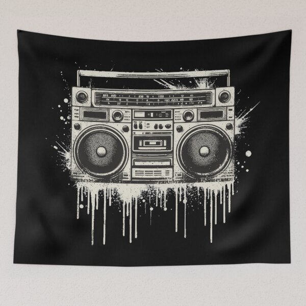 Artikelvorschau, Retro Graffiti Boombox - Ghetto Blaster Vintage im 80er-Jahre-Stil entworfen und verkauft von Urban-Alien.