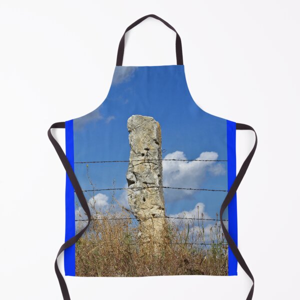 Item preview, Stonepost fence with grass and blue sky in Kansas. designed and sold by ROBERTDBROZEK.