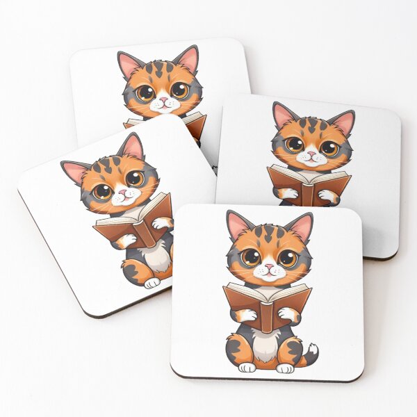 Item preview, Cute cat tortie reading book designed and sold by KorArtStudio.