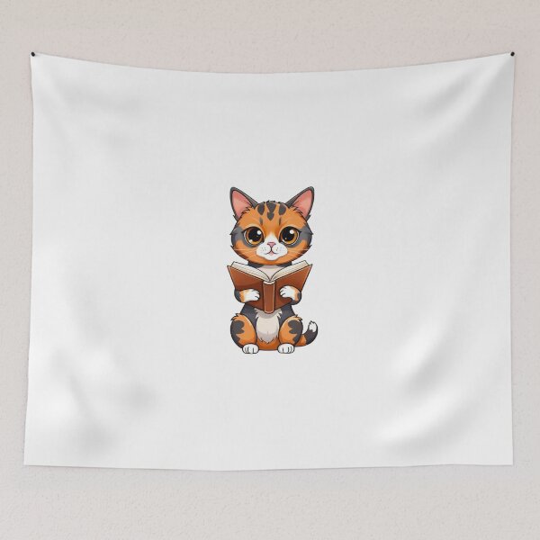 Item preview, Cute cat tortie reading book designed and sold by KorArtStudio.