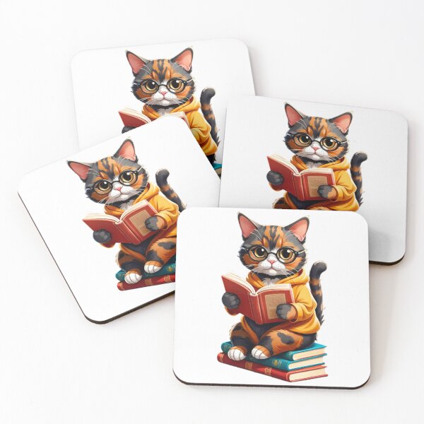 Item preview, Cool cat tortie reading book designed and sold by KorArtStudio.
