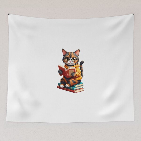 Item preview, Cool cat tortie reading book designed and sold by KorArtStudio.
