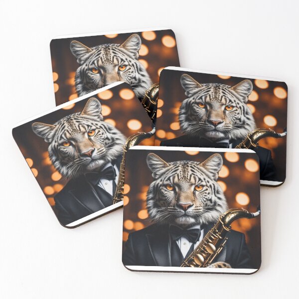 Item preview, Tiger and saxophone designed and sold by Artbellachi.