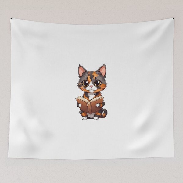 Item preview, Cool cat mom tortie reading book designed and sold by KorArtStudio.