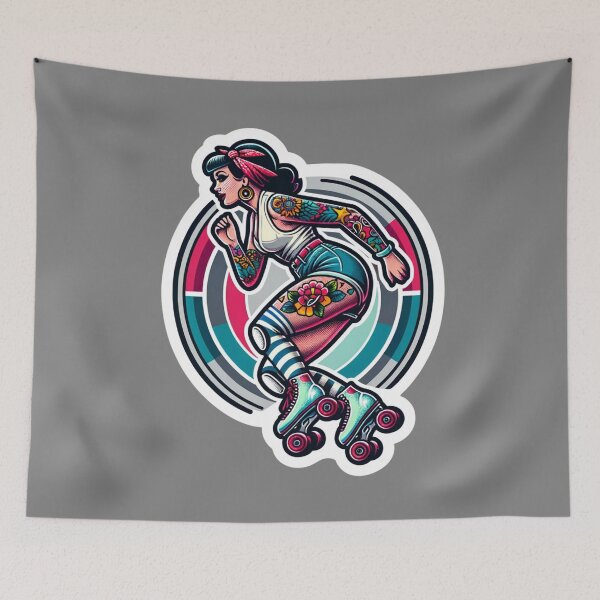 Item preview, Tattooed Rollerskater Pinup designed and sold by PinUpPizzazz.