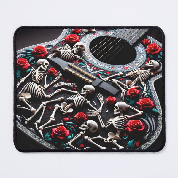 Item preview, Dead Guitar with Grateful Dancing Skeletons and Red Roses designed and sold by HippieFarms11.