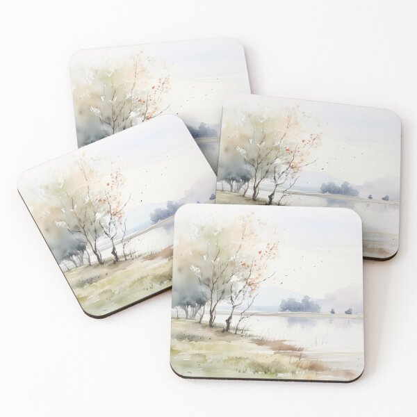 Item preview, Bushes Along Calm Riverbanks Artwork designed and sold by PigmentPulse.