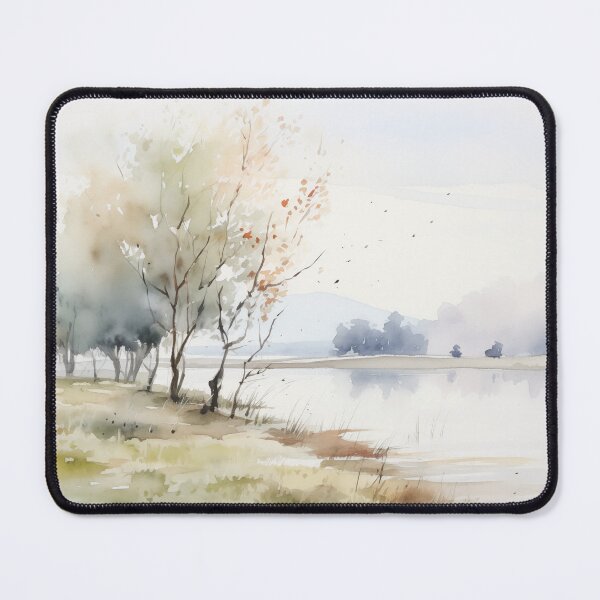 Item preview, Bushes Along Calm Riverbanks Artwork designed and sold by PigmentPulse.