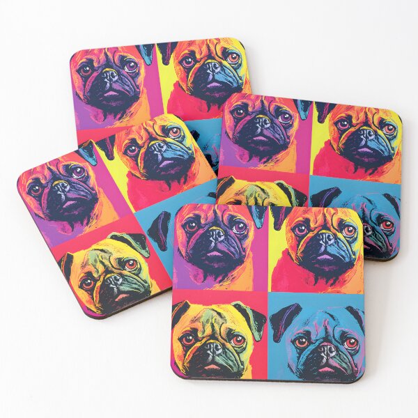 Item preview, Pug dog portraits drawing. animal colorful. Animal throw pillow.  designed and sold by formform.