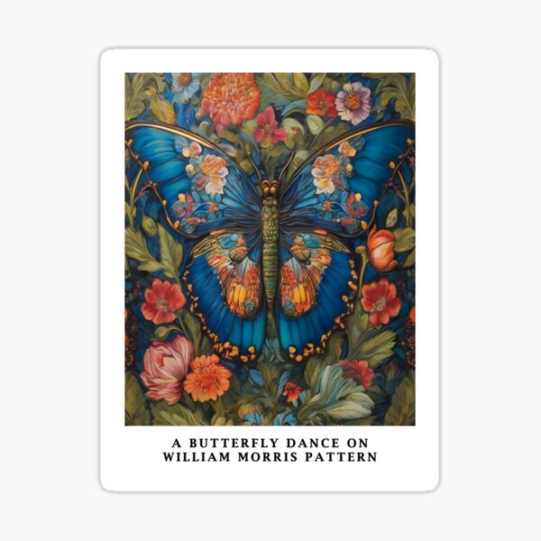 Artikel-Vorschau von Blauer Schmetterling, inspiriert vom William Morris-Stil, designt und verkauft von Tamas Das.