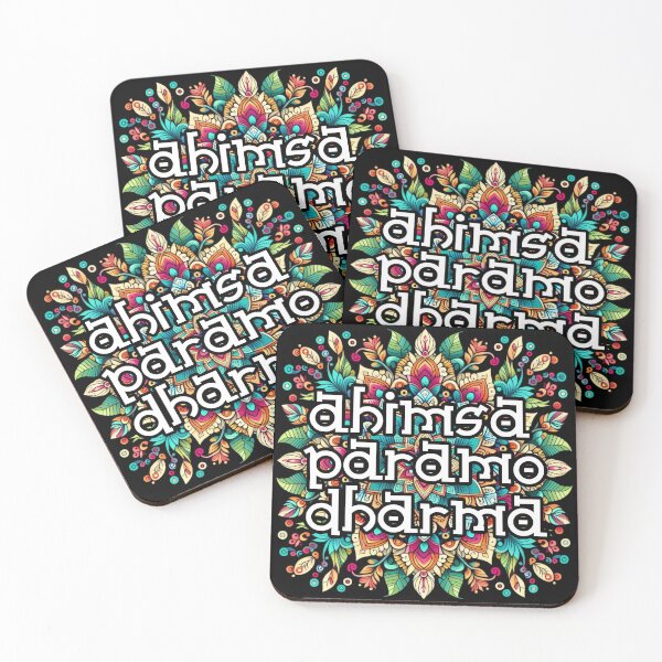 Item preview, Ahimsa Paramo Dharma Mandala. Non-violence is the highest duty: Colorful Harmony in Red, Green, Blue, Yellow, Orange, Purple, Pink designed and sold by SplashTastic.