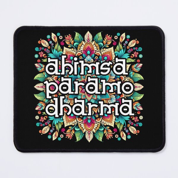 Item preview, Ahimsa Paramo Dharma Mandala. Non-violence is the highest duty: Colorful Harmony in Red, Green, Blue, Yellow, Orange, Purple, Pink designed and sold by SplashTastic.